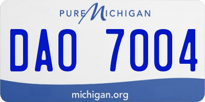 MI license plate DAO7004
