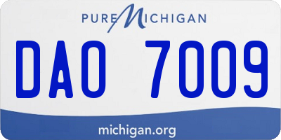 MI license plate DAO7009