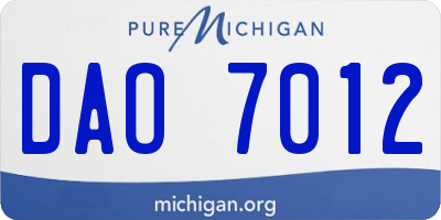 MI license plate DAO7012