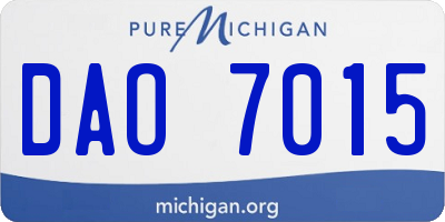 MI license plate DAO7015