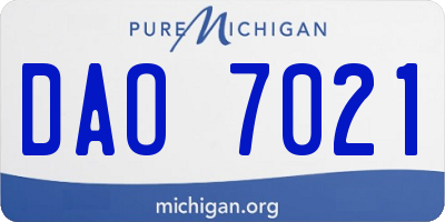 MI license plate DAO7021