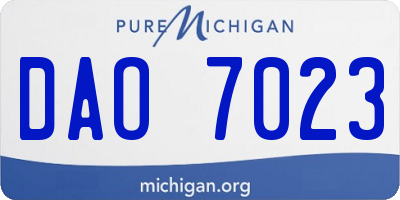 MI license plate DAO7023