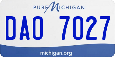 MI license plate DAO7027