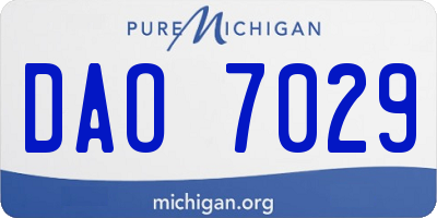 MI license plate DAO7029