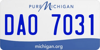 MI license plate DAO7031