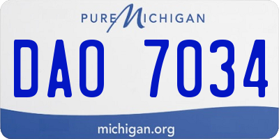 MI license plate DAO7034