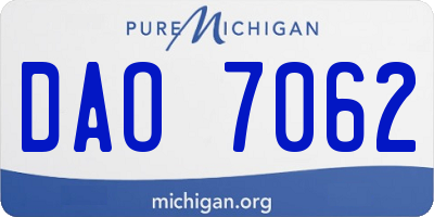 MI license plate DAO7062