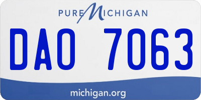 MI license plate DAO7063
