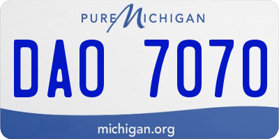 MI license plate DAO7070