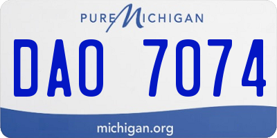MI license plate DAO7074