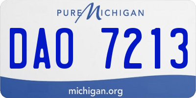 MI license plate DAO7213