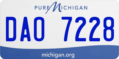 MI license plate DAO7228