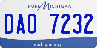 MI license plate DAO7232