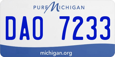 MI license plate DAO7233