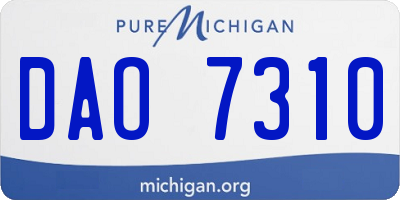 MI license plate DAO7310