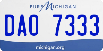 MI license plate DAO7333