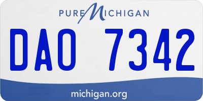 MI license plate DAO7342