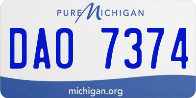 MI license plate DAO7374