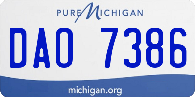 MI license plate DAO7386