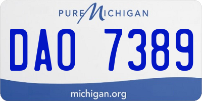 MI license plate DAO7389