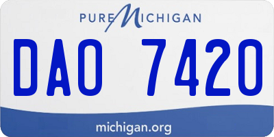 MI license plate DAO7420