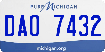 MI license plate DAO7432
