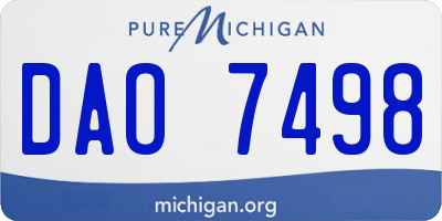MI license plate DAO7498