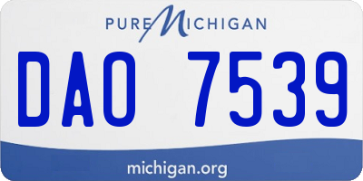 MI license plate DAO7539