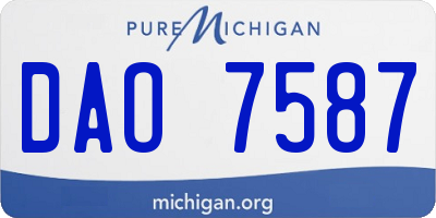 MI license plate DAO7587