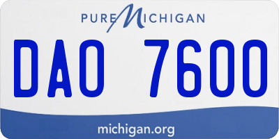 MI license plate DAO7600