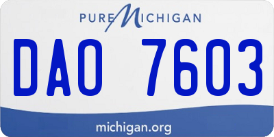 MI license plate DAO7603