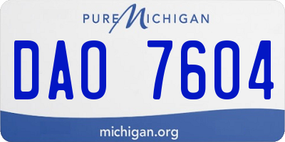 MI license plate DAO7604