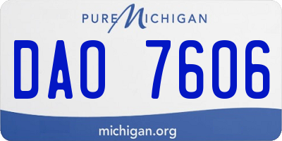 MI license plate DAO7606