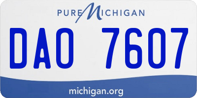 MI license plate DAO7607