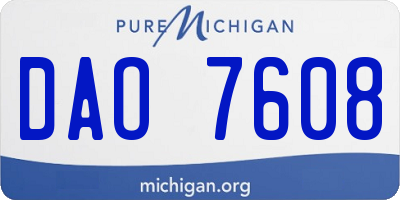 MI license plate DAO7608