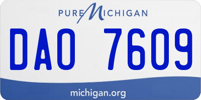 MI license plate DAO7609