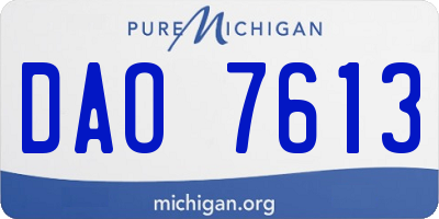 MI license plate DAO7613