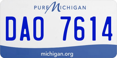 MI license plate DAO7614