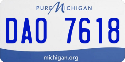 MI license plate DAO7618