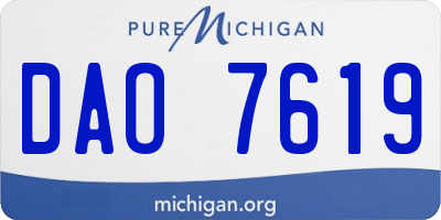 MI license plate DAO7619