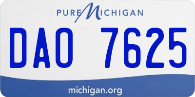 MI license plate DAO7625