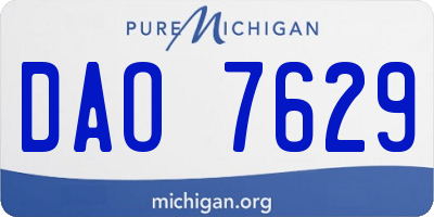 MI license plate DAO7629