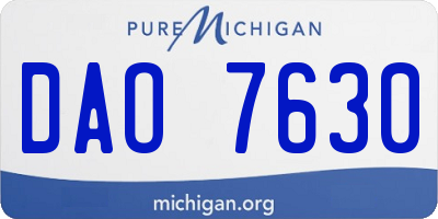 MI license plate DAO7630