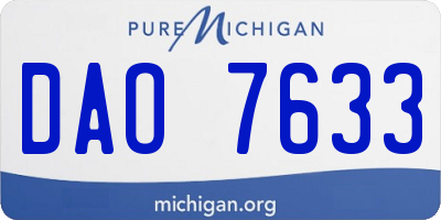 MI license plate DAO7633