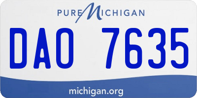 MI license plate DAO7635