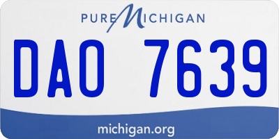 MI license plate DAO7639