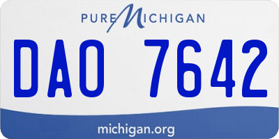 MI license plate DAO7642