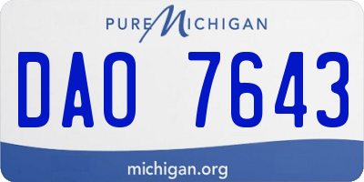 MI license plate DAO7643