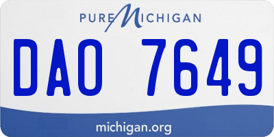 MI license plate DAO7649