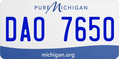 MI license plate DAO7650